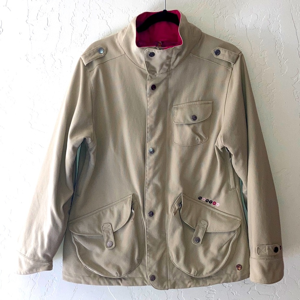 Burton City System Snowboard Jacket Beige with Pink Interior Size Large
